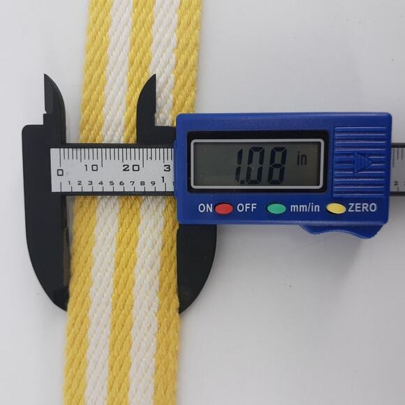 Tommy Hilfiger Striped Hub Yellow White Brown Leather Cotton Weaved   gold ton - Picture 7 of 13